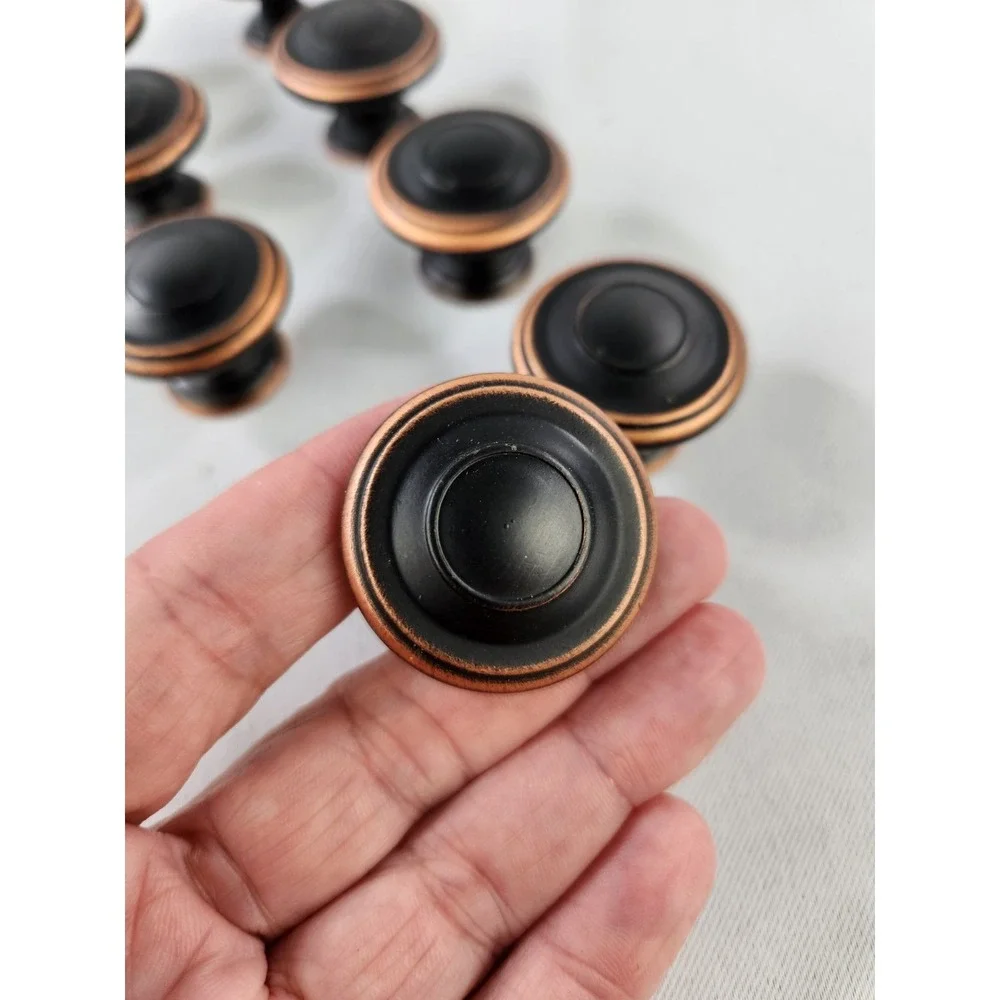 Lot of 8 Bronze Black Copper Round Metal Drawer Cabinet Dresser Desk Knob Pulls